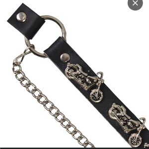 181–NWT Black  Boot Chains with Silver Motorcycle Charms